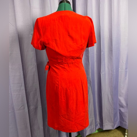 Vintage Don Vito Red Silk Wrap Dress - Picture 3 of 5